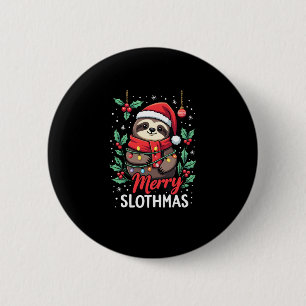 Funny Sloth Xmas Lights Merry Slothmas Sloth Chris 6 Cm Round Badge