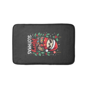 Funny Sloth Xmas Lights Merry Slothmas Sloth Chris Bath Mat