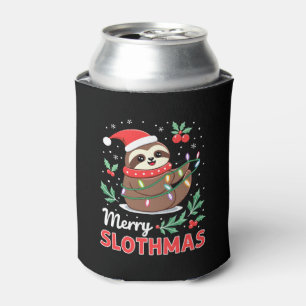 Funny Sloth Xmas Lights Merry Slothmas Sloth Chris Can Cooler