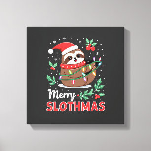 Funny Sloth Xmas Lights Merry Slothmas Sloth Chris Canvas Print
