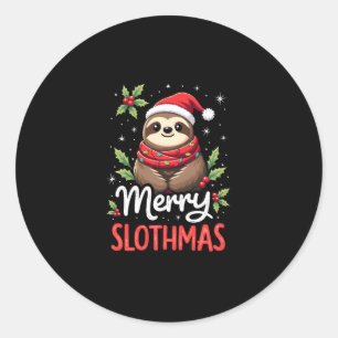 Funny Sloth Xmas Lights Merry Slothmas Sloth Chris Classic Round Sticker