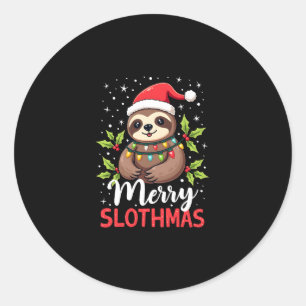 Funny Sloth Xmas Lights Merry Slothmas Sloth Chris Classic Round Sticker