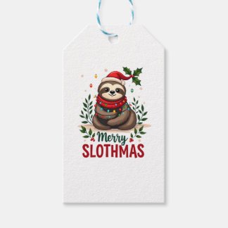 Funny Sloth Xmas Lights Merry Slothmas Sloth Chris Gift Tags