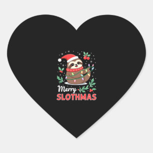 Funny Sloth Xmas Lights Merry Slothmas Sloth Chris Heart Sticker