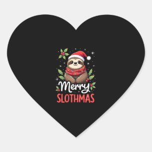 Funny Sloth Xmas Lights Merry Slothmas Sloth Chris Heart Sticker