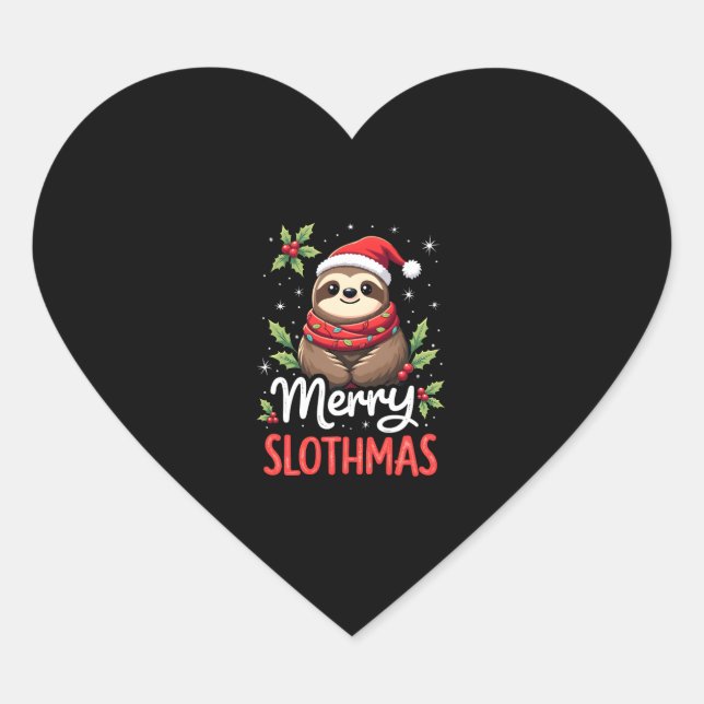Funny Sloth Xmas Lights Merry Slothmas Sloth Chris Heart Sticker (Front)