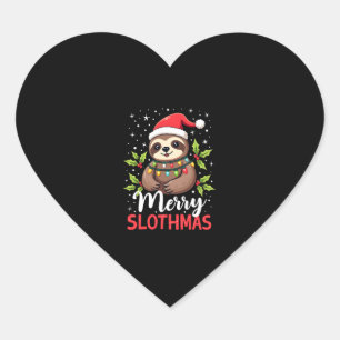 Funny Sloth Xmas Lights Merry Slothmas Sloth Chris Heart Sticker