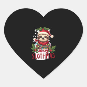 Funny Sloth Xmas Lights Merry Slothmas Sloth Chris Heart Sticker