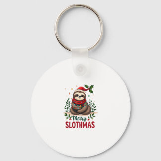 Funny Sloth Xmas Lights Merry Slothmas Sloth Chris Key Ring