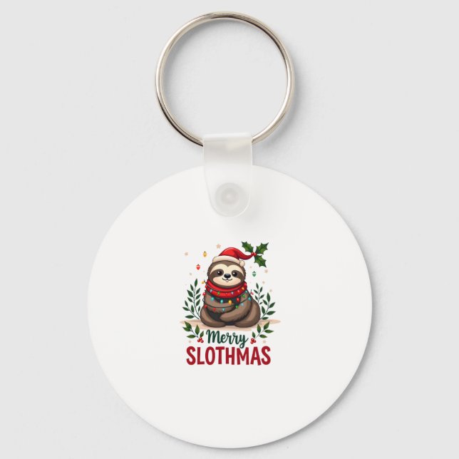 Funny Sloth Xmas Lights Merry Slothmas Sloth Chris Key Ring (Front)