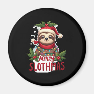Funny Sloth Xmas Lights Merry Slothmas Sloth Chris Magnet