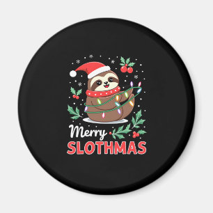 Funny Sloth Xmas Lights Merry Slothmas Sloth Chris Magnet