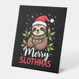 Funny Sloth Xmas Lights Merry Slothmas Sloth Chris Pedestal Sign
