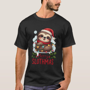 Funny Sloth Xmas Lights Merry Slothmas Sloth Chris T-Shirt