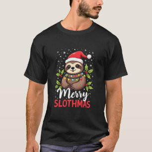 Funny Sloth Xmas Lights Merry Slothmas Sloth Chris T-Shirt