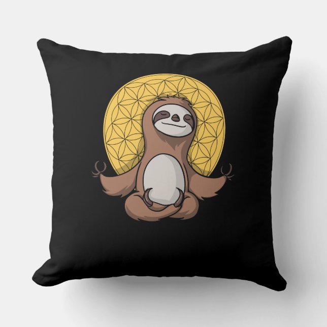 Funny Sloth Zen Yoga Meditation Animal Cushion (Front)