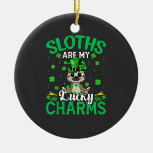 Funny Sloths Are My Lucky Charms Sloth St Patrick' Ceramic Tree Decoration