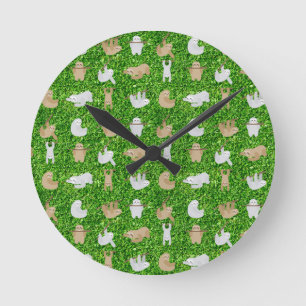 funny sloths round clock