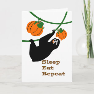 Funny Slothsgiving Thanksgiving Sloth Pumpkins Card