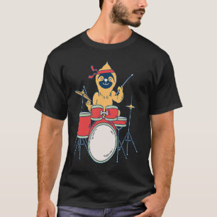 Funny Slow Drummer Sloth Heavy Metal Saying Doom T-Shirt