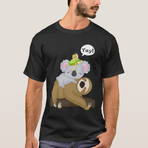 Funny Slow Moving Sloth Turtle Koala Snail Family T-Shirt