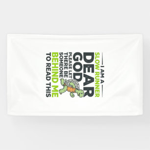 Funny Slow Runner Turtle Quote Vintage Engraving D Banner