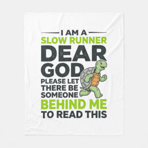 Funny Slow Runner Turtle Quote Vintage Engraving D Fleece Blanket