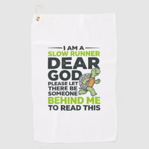 Funny Slow Runner Turtle Quote Vintage Engraving D Golf Towel