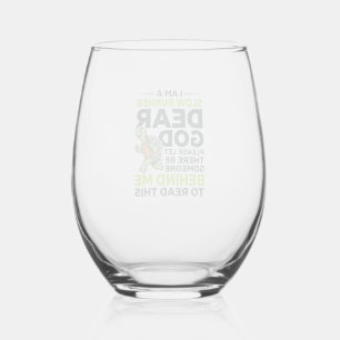 Funny Slow Runner Turtle Quote Vintage Engraving D Stemless Wine Glass