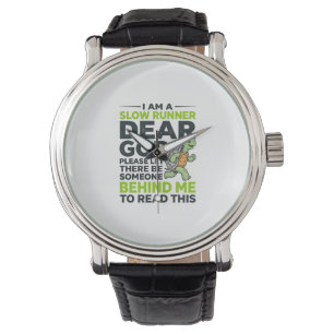 Funny Slow Runner Turtle Quote Vintage Engraving D Watch