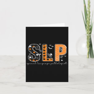 Funny Slp Halloween Costume Pumpkin Fall Skeleton  Card