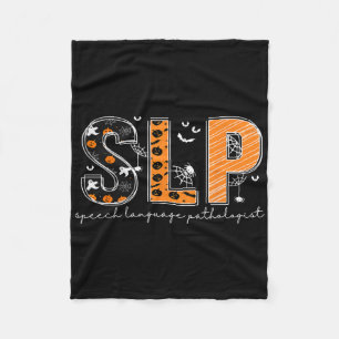 Funny Slp Halloween Costume Pumpkin Fall Skeleton  Fleece Blanket