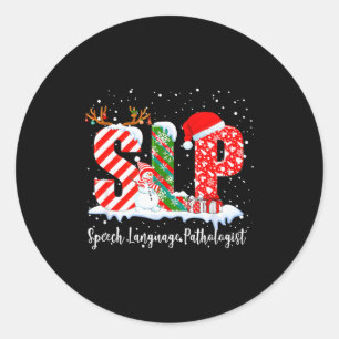 Funny Slp Speech Language Pathologist Santa Christ Classic Round Sticker