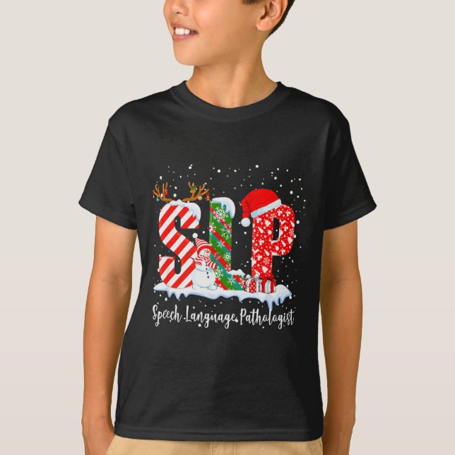 Funny Slp Speech Language Pathologist Santa Christ T-Shirt (Front)
