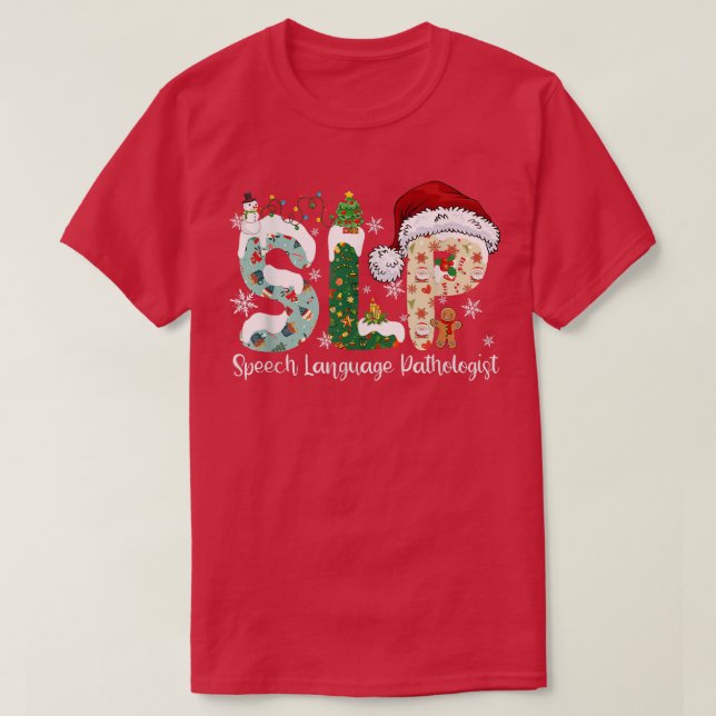 Funny SLP Speech Language Pathologist Santa Christ T-Shirt (Design Front)