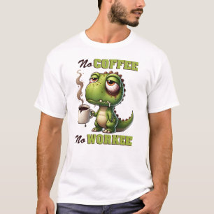 Funny small dinosaur coffee drinker T-Shirt