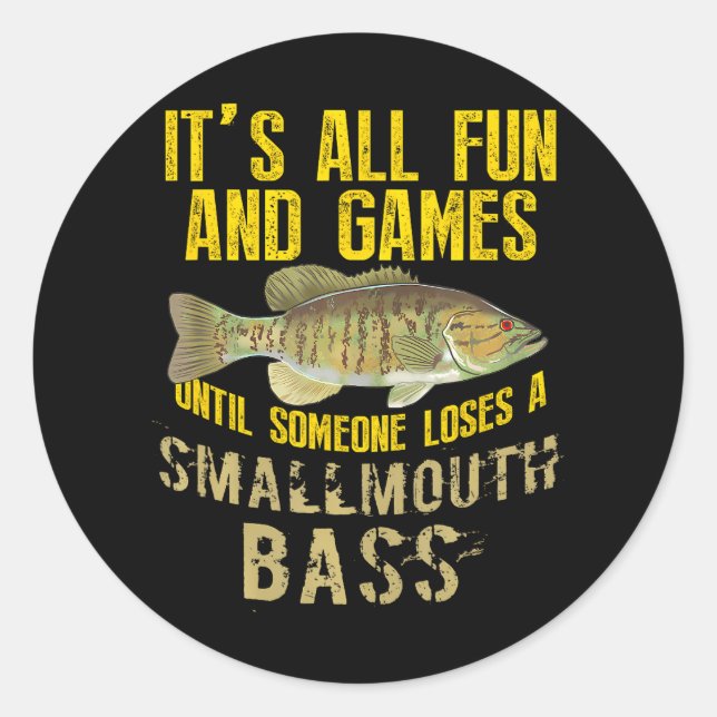 Funny Smallmouth Bass Fish Freshwater Fishing Classic Round Sticker (Front)