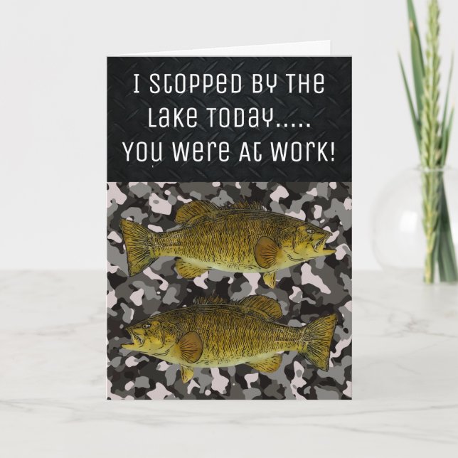Funny Smallmouth Bass Fishing Lake Angler Birthday Card (Front)
