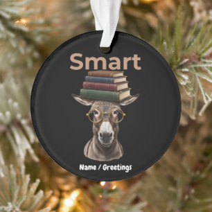 Funny Smart Donkey Bookworm Retro Glasses Graphic Ornament