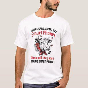 Funny Smart People Cow Vintage Engraving T-Shirt D