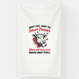 Funny Smart People Cow Vintage Engraving T-Shirt D Banner