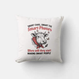 Funny Smart People Cow Vintage Engraving T-Shirt D Cushion