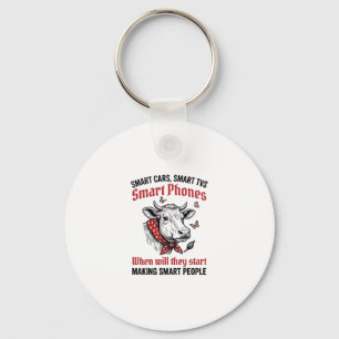 Funny Smart People Cow Vintage Engraving T-Shirt D Key Ring