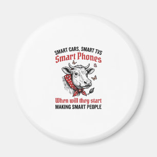 Funny Smart People Cow Vintage Engraving T-Shirt D Magnet