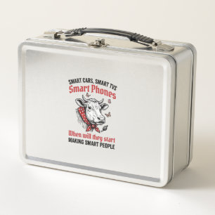 Funny Smart People Cow Vintage Engraving T-Shirt D Metal Lunch Box