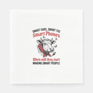 Funny Smart People Cow Vintage Engraving T-Shirt D Napkin