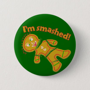 Funny Smashed Gingerbread Christmas 6 Cm Round Badge