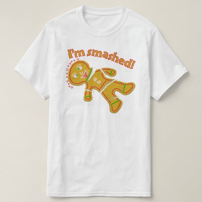 Funny Smashed Gingerbread Christmas T-Shirt (Design Front)