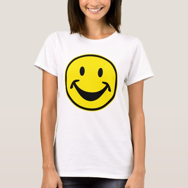 Funny Smiley yellow + your backg. & ideas T-Shirt (Front)