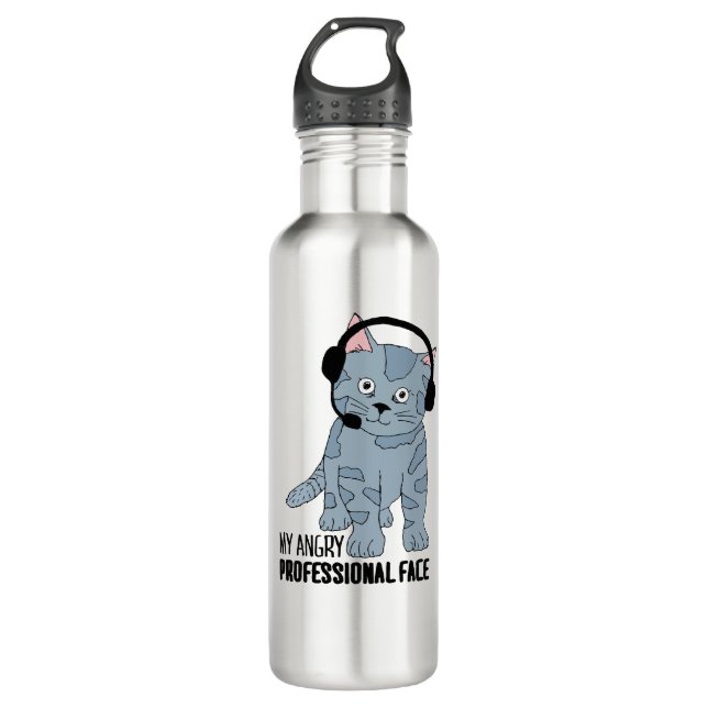 Funny Smiling Cat Professional Epic Sarcastic 710 Ml Water Bottle (Front)